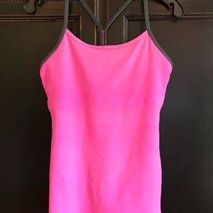 Lululemon Pink/Static Black Power Y Tank, size 6